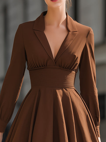 Chic Brown Blazer - Style Mini Dress