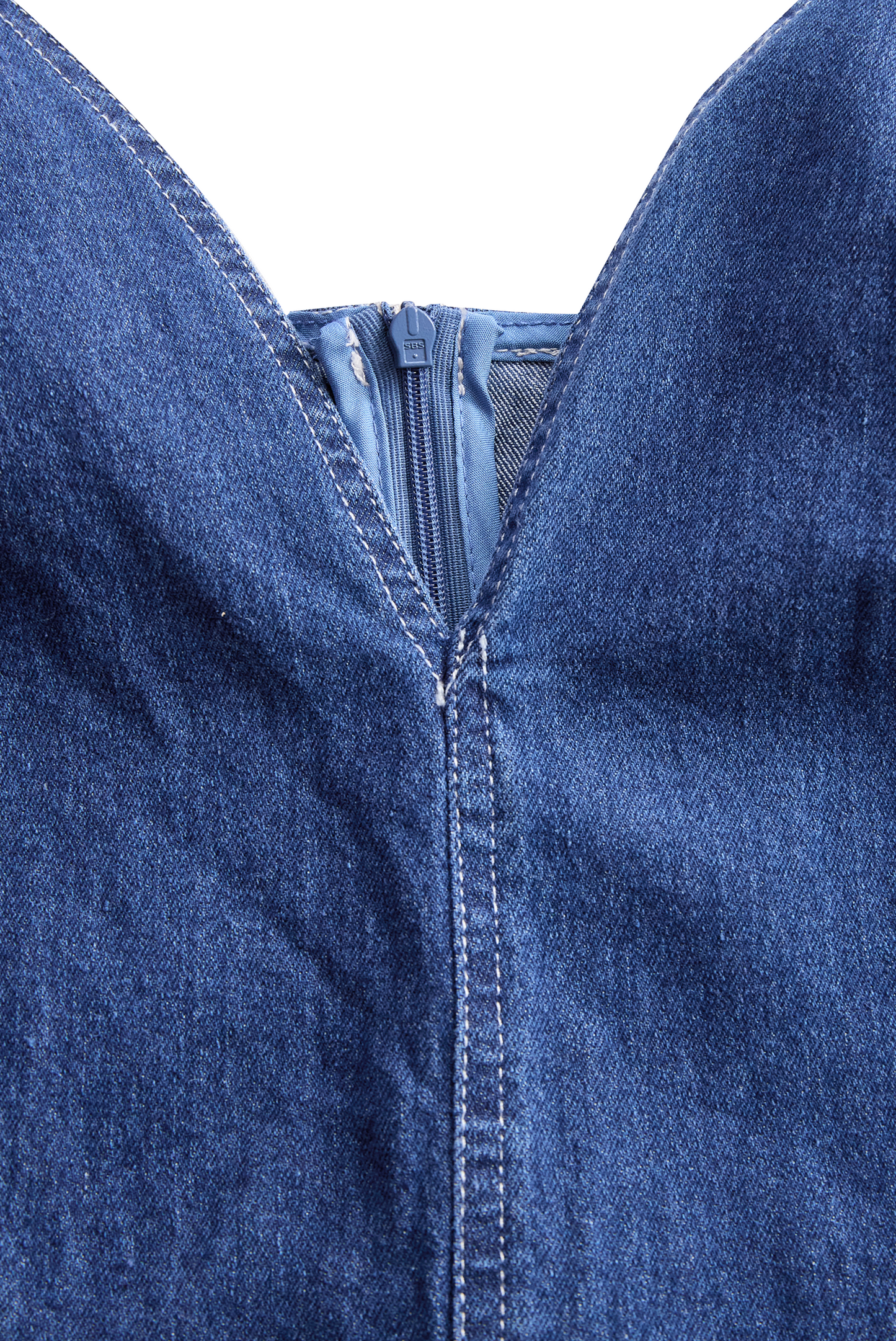 Dark Indigo Sleeveless Denim Midi Dress