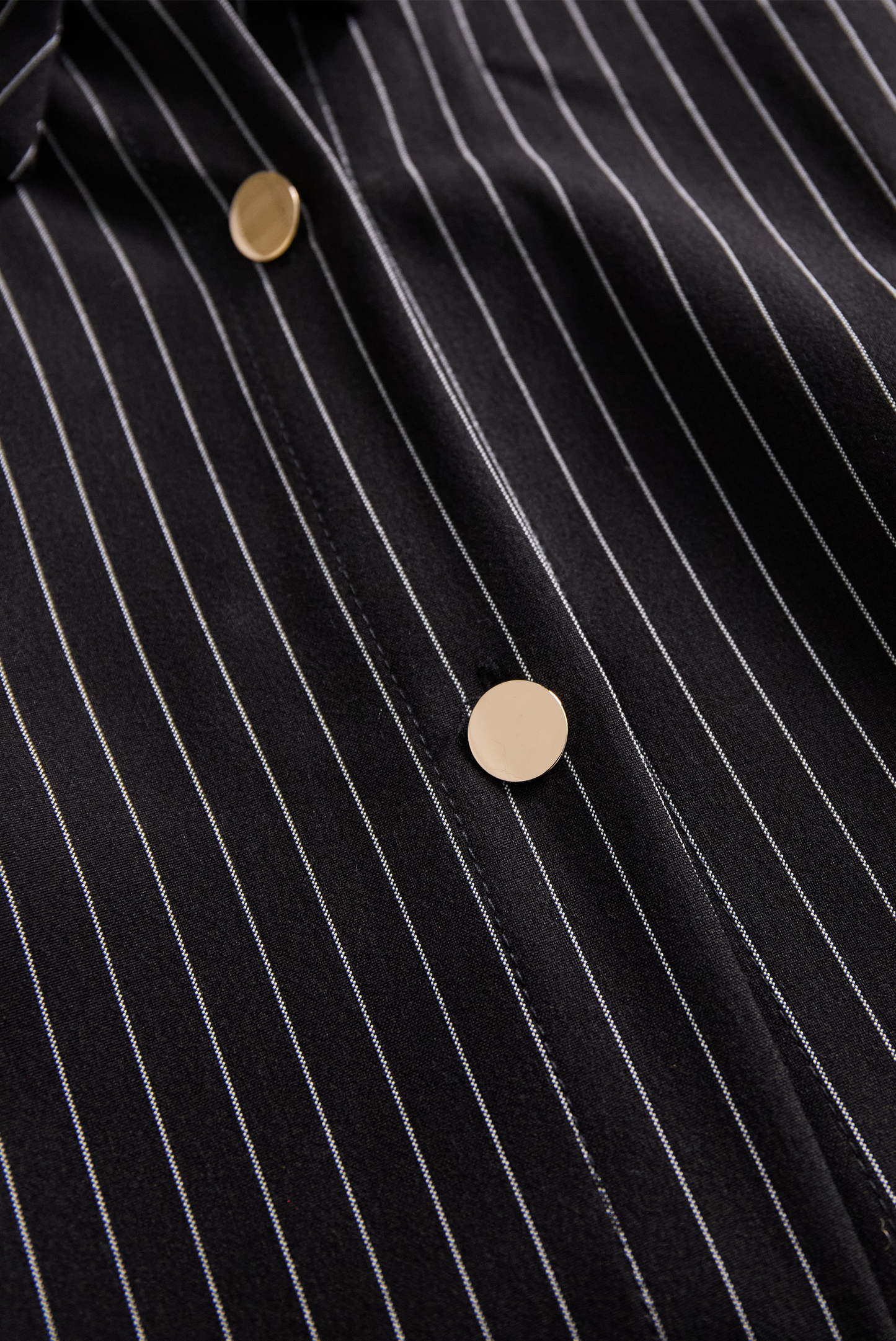 Classic Black Pinstripe Shirt Dress