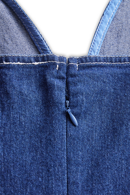 Dark Indigo Sleeveless Denim Midi Dress