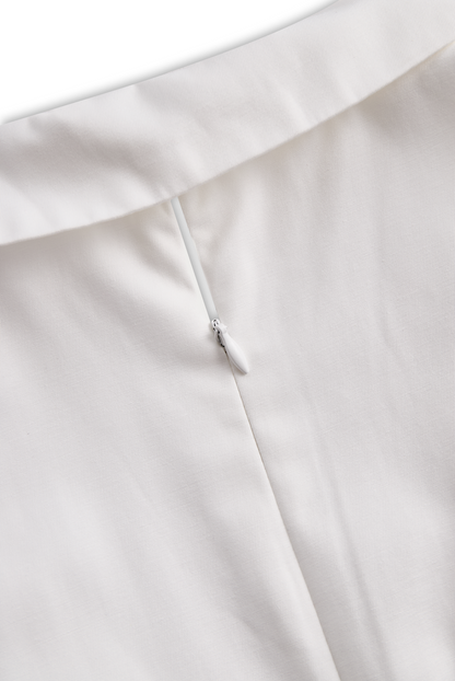 White Pleated Mini Shirt Dress