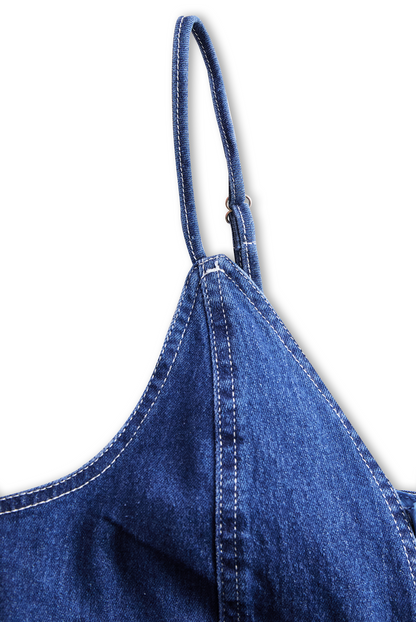 Dark Indigo Sleeveless Denim Midi Dress