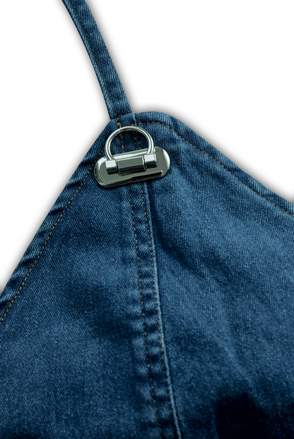 Vibrant Blue Halter Denim Mini Dress