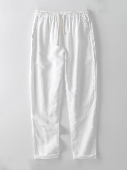 Geometric Jacquard Eyelet Cuban Shirt & Straight Leg Linen Pants