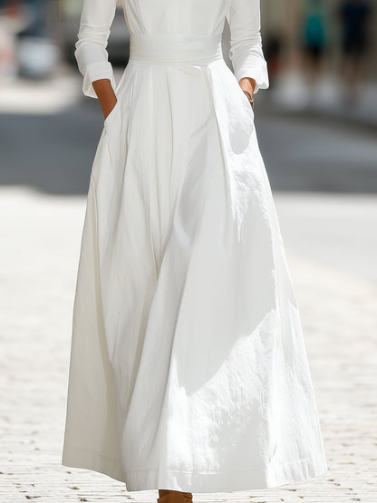 White Longline Structured Maxi Dress