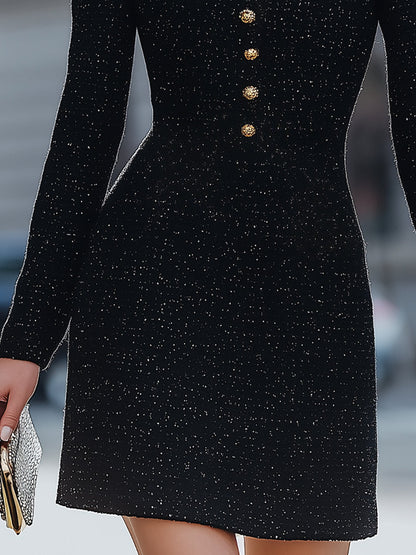 Sparkling Black Keyhole Mini Dress