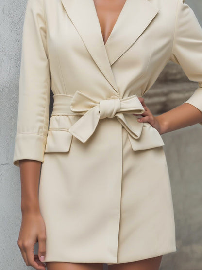 Tailored Blazer-Inspired Mini Dress With Belted Waist