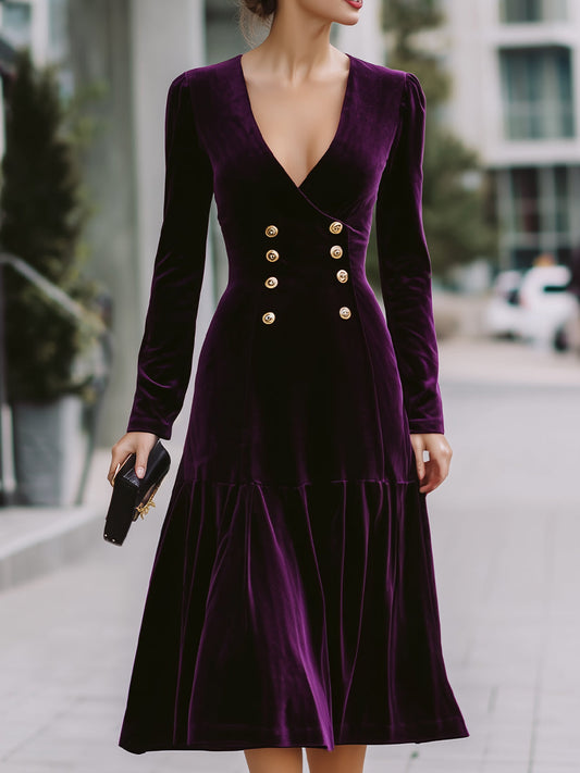 Glamorous Purple Velvet Midi Dress