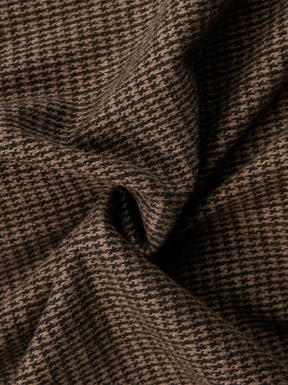 Elegant Houndstooth Long-Sleeve Midi Dress