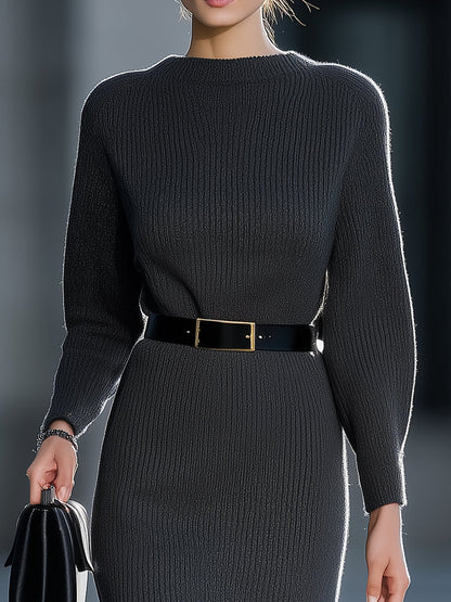 Beckwell Dark Gray Knit Dress: Effortlessly Chic For Every Occasion