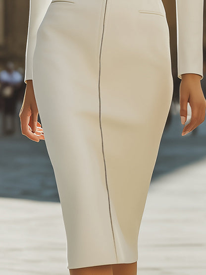 Beckwell Plain Structured Zip-Front Midi Dress