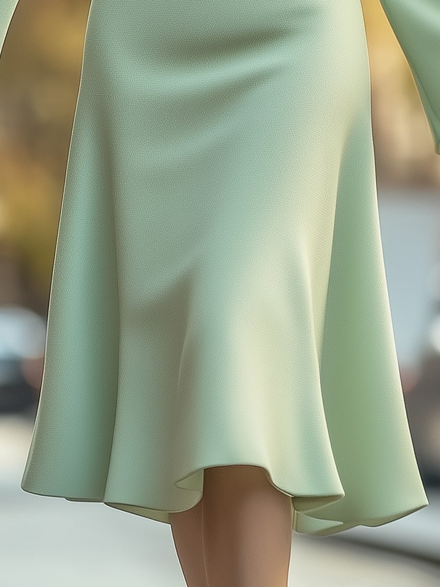 Mint Green A-Line Dress with 3D Floral Details